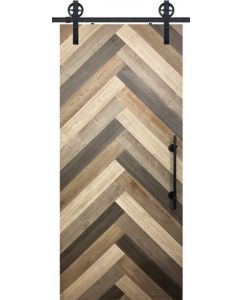 Chevron 1 Rustic Farmhouse Barn Single Door, Pine