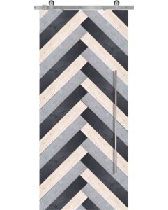 Chevron 2 Rustic Farmhouse Barn Single Door, Pine