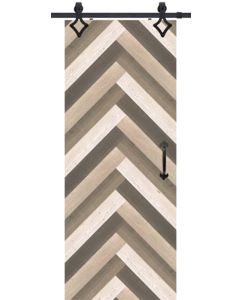 Chevron 3 Rustic Farmhouse Barn Single Door, Pine