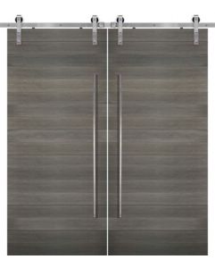 Horizontal 4 Rustic Farmhouse Barn Double Door, Pine