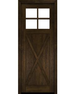 Mahogany Craftsman 4 Lite, Top View SDL Crossbuck Panel Shaker Single Door