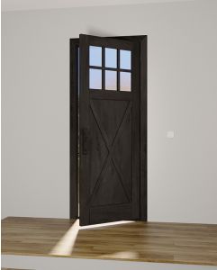 Mahogany Craftsman 6 Lite, Top View SDL Crossbuck Panel Shaker Single Door