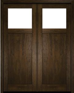 Mahogany Craftsman Top View 1 Panel Shaker Double Door