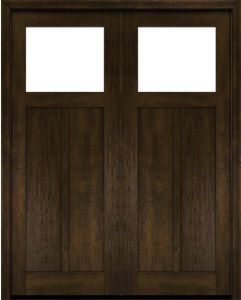 Mahogany Craftsman Top View 2 Panel Shaker Double Door