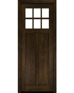 Mahogany Craftsman 6 Lite, Top View SDL 2 Panel Shaker Single Door