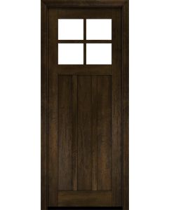 Mahogany Craftsman 4 Lite, Top View SDL 3 Panel Shaker Single Door