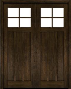Mahogany Craftsman 4 Lite, Top View SDL 3 Panel Shaker Double Door