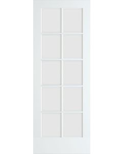 6-8 Primed 10 Lite French Single Slab Door, Clear Glass