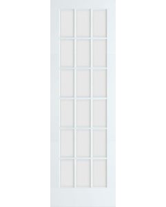 8-0 Primed 18 Lite French Single Slab Door, Clear Tempered Glass