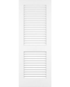 8-0 Plantation Louver/Louver Primed Interior Single Slab Door