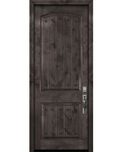 96" Arch 2 Panel Estancia Alder Door with Clavos
