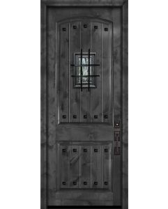 96" Arch 2 Panel Estancia Alder Door with Speakeasy & Clavos