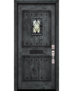 42" x 80" 2 Panel Square Estancia Alder Door with Speakeasy & Clavos