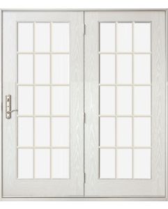 Low-e Full Lite, 15 Lite SDL Fiberglass Center Hinged Double Door, Impact Rated