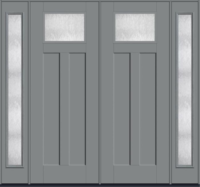 96 Chord Craftsman Top View 2 Panel Shaker Smooth Fiberglass Double Door,Sidelites , WBD Impact