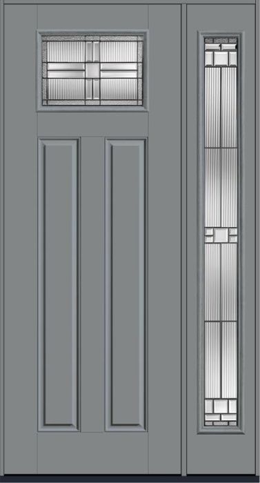 96 Saratoga Craftsman Top View 2 Panel Smooth Fiberglass Single Door,Sidelite , WBD Impact