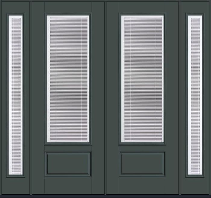 96 Clear Raise/Tilt Smooth 3/4 Lite 1 Panel Fiberglass Double Door,Sidelites , WBD Impact