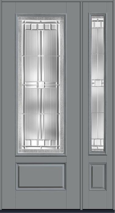 96 Saratoga 3/4 Lite 1 Panel Smooth Fiberglass Single Door,Sidelite , WBD Impact