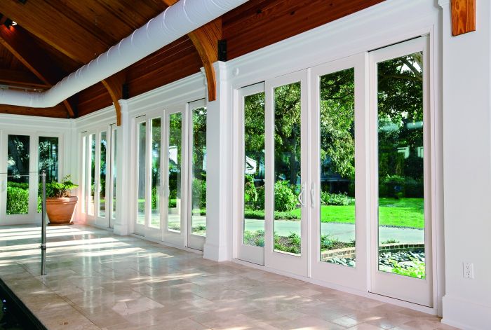 Low-e 96" Full Lite Fiberglass Gliding Quadruple Door