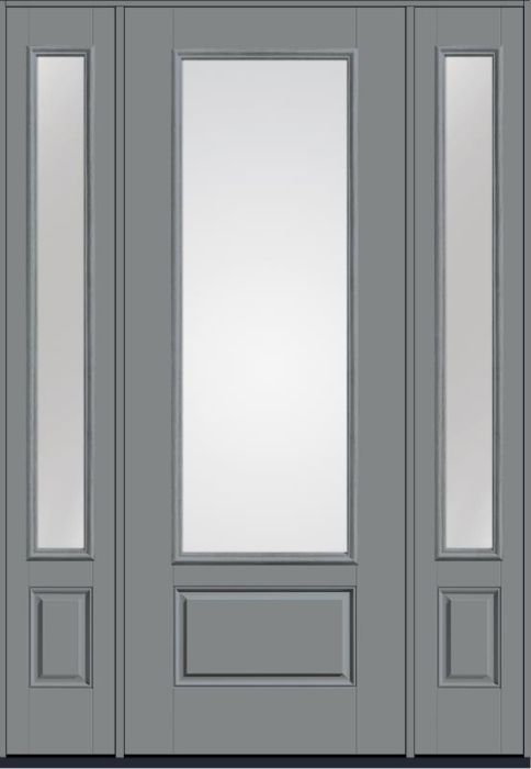 96 Low-E 3/4 Lite 1 Panel Smooth Fiberglass Single Door,Sidelites , WBD Impact
