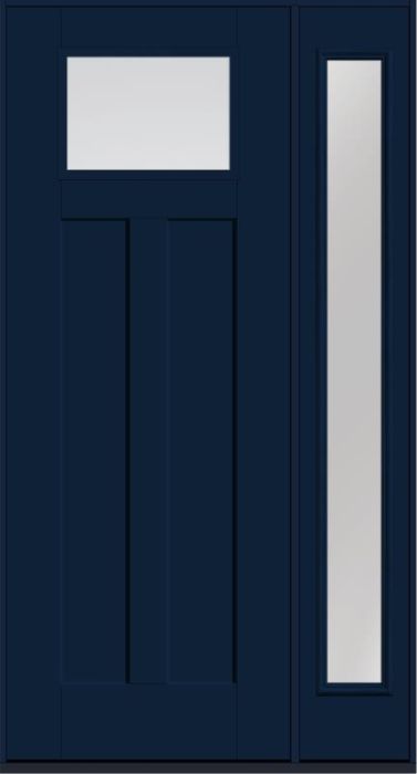 96 Low-E Craftsman Top View 2 Panel Shaker Smooth Fiberglass Single Door,Sidelite , WBD Impact
