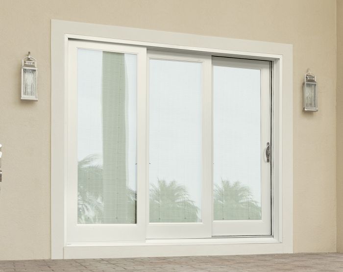 Low-e Full Lite Fiberglass Bypass Gliding Triple Door, Impact Rated