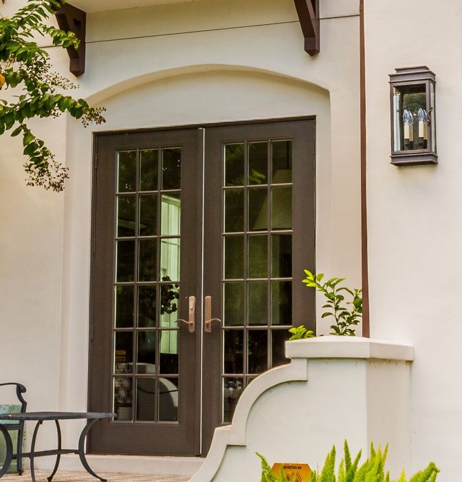 Low-e 96" Full Lite, 18 Lite SDL Fiberglass Double Door, Impact Rated