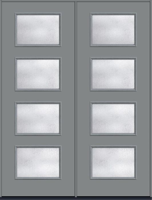 96 Rainglass Modern Pulse Ari 4-Lite Smooth Fiberglass Double Doors , WBD Impact