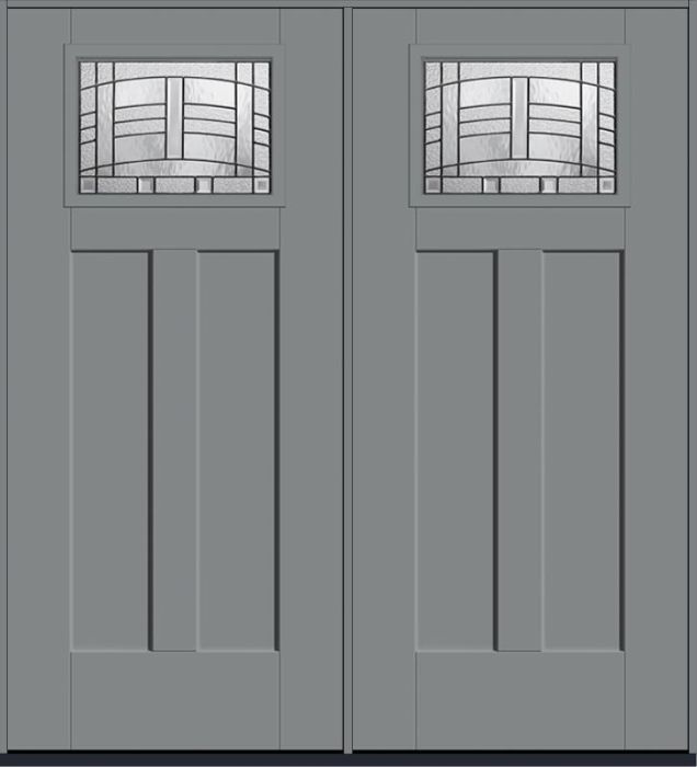 80 Maple Park Craftsman Top View 2 Panel Shaker Smooth Fiberglass Double Doors , WBD Impact