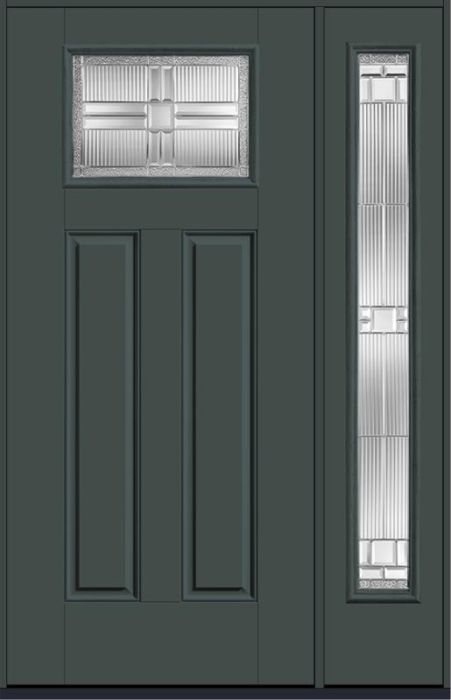 80 Saratoga Craftsman Top View 2 Panel Smooth Fiberglass Single Door,Sidelite , WBD Impact