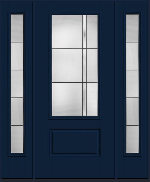 80 Axis 3/4 Lite 1 Panel Smooth Fiberglass Single Door,Sidelites , WBD Impact