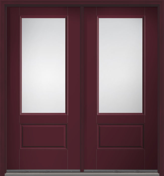 80 Clear 3/4 Lite 1 Panel Smooth Fiberglass Double Doors , WBD Impact