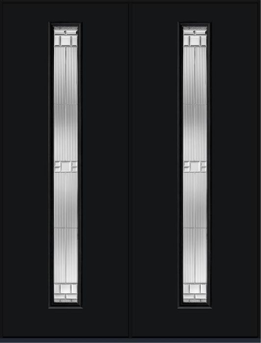96 Saratoga Modern Pulse Linea Centered Smooth Fiberglass Double Doors , WBD Impact