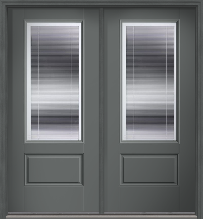 80 Low-E Raise/Tilt Smooth 3/4 Lite 1 Panel Fiberglass Double Doors , WBD Impact