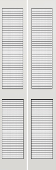 80" Primed Wood Louver over Louver Bifold 2 Door
