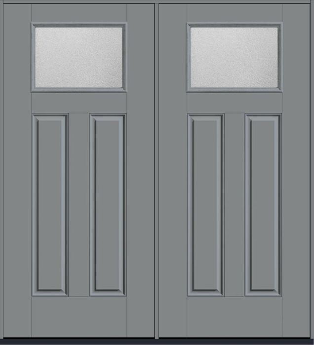 80 Granite Craftsman Top View 2 Panel Smooth Fiberglass Double Doors , WBD Impact