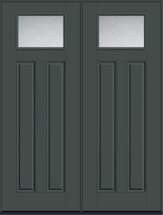 96 Granite Craftsman Top View 2 Panel Smooth Fiberglass Double Doors , WBD Impact