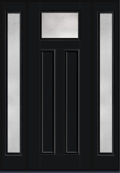 96 Rainglass Craftsman Top View 2 Panel Smooth Fiberglass Single Door,Sidelites , WBD Impact