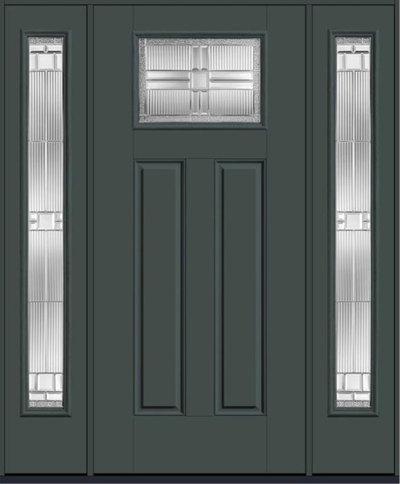 80 Saratoga Craftsman Top View 2 Panel Smooth Fiberglass Single Door,Sidelites , WBD Impact