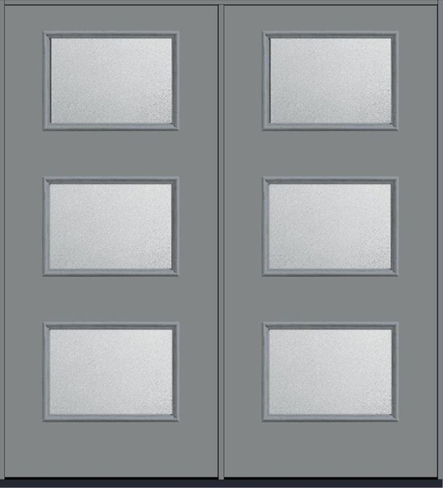 80 Granite Modern Pulse Ari 3-Lite Smooth Fiberglass Double Doors , WBD Impact