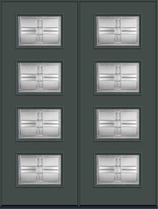 96 Saratoga Modern Pulse Ari 4-Lite Smooth Fiberglass Double Doors , WBD Impact