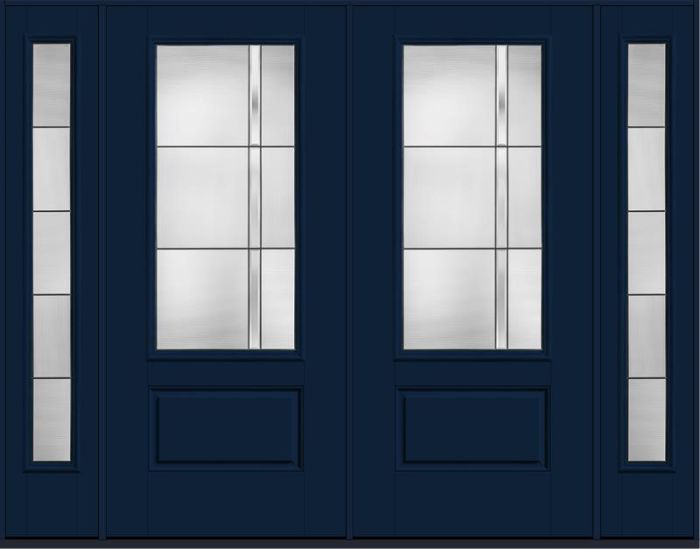 80 Axis 3/4 Lite 1 Panel Smooth Fiberglass Double Door,Sidelites , WBD Impact