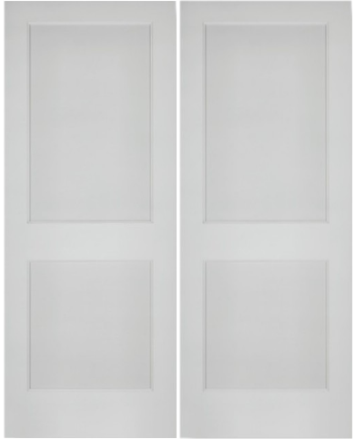 96" Primed 2 Panel Bevel Bead Interior Double Door, 1-3/8 Thick, PRI1802B2
