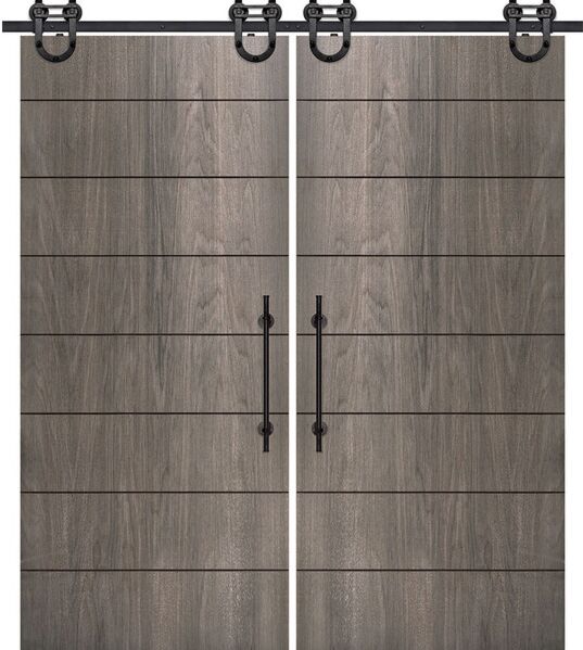 107" Birch Westwood Solid Contemporary Double Barn Door