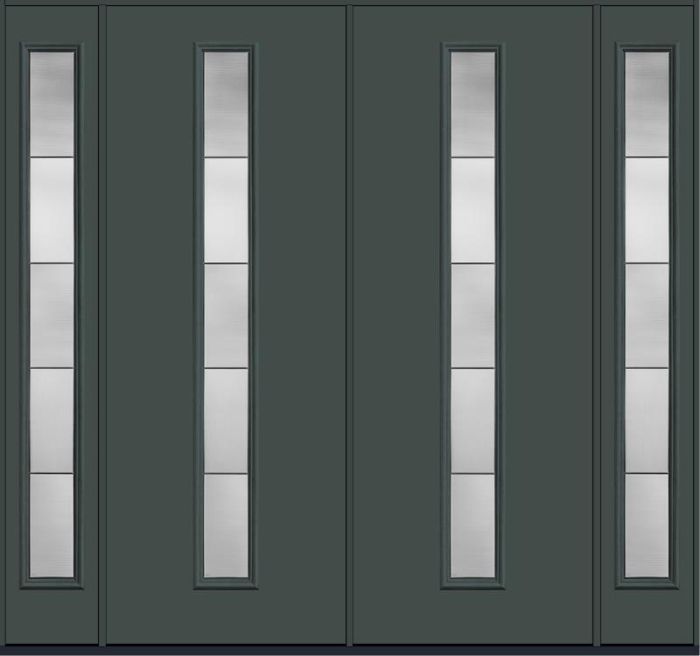 96 Axis Modern Pulse Linea Centered Smooth Fiberglass Double Door,Sidelites , WBD Impact
