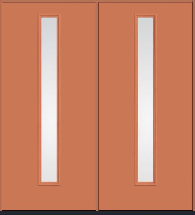 80 Low-E Modern Pulse Linea Centered Smooth Fiberglass Double Doors , WBD Impact