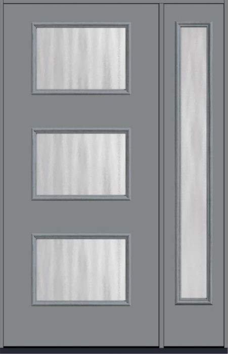 80 Chinchilla Modern Pulse Ari 3-Lite Smooth Fiberglass Single Door,Sidelite , WBD Impact