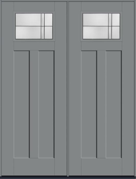 96 Axis Craftsman Top View 2 Panel Shaker Smooth Fiberglass Double Doors , WBD Impact