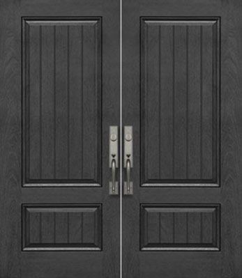 ValueSeries|36" x 80" 3/4 V-Groove Mahogany Two Panel Double Door