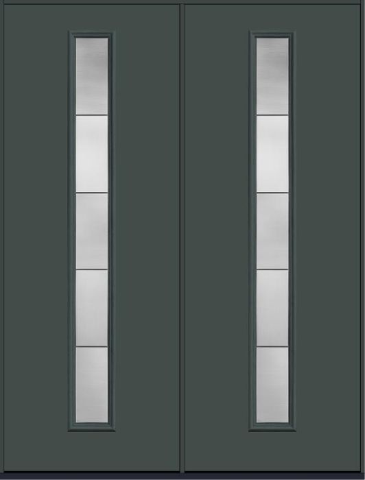 96 Axis Modern Pulse Linea Centered Smooth Fiberglass Double Doors , WBD Impact
